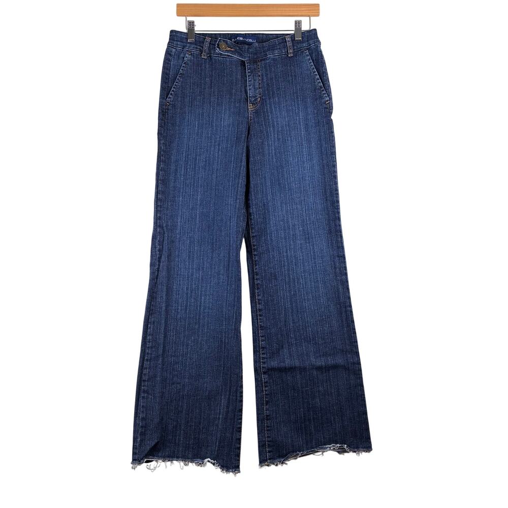 BandolinoBlu Wide Leg Trouser Jeans Womens 8 Raw Hem Cotton Stretch Vintage Y2K